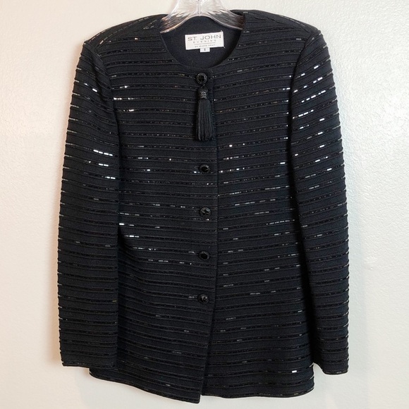 Vintage St. John Evening Jacket Black Sequin